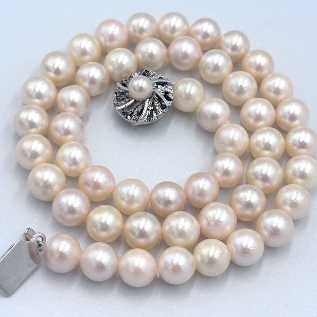 艶良✨干渉色◯ 大珠8.5mmあこや本真珠 パールネックレス　冠婚葬祭　SV刻印