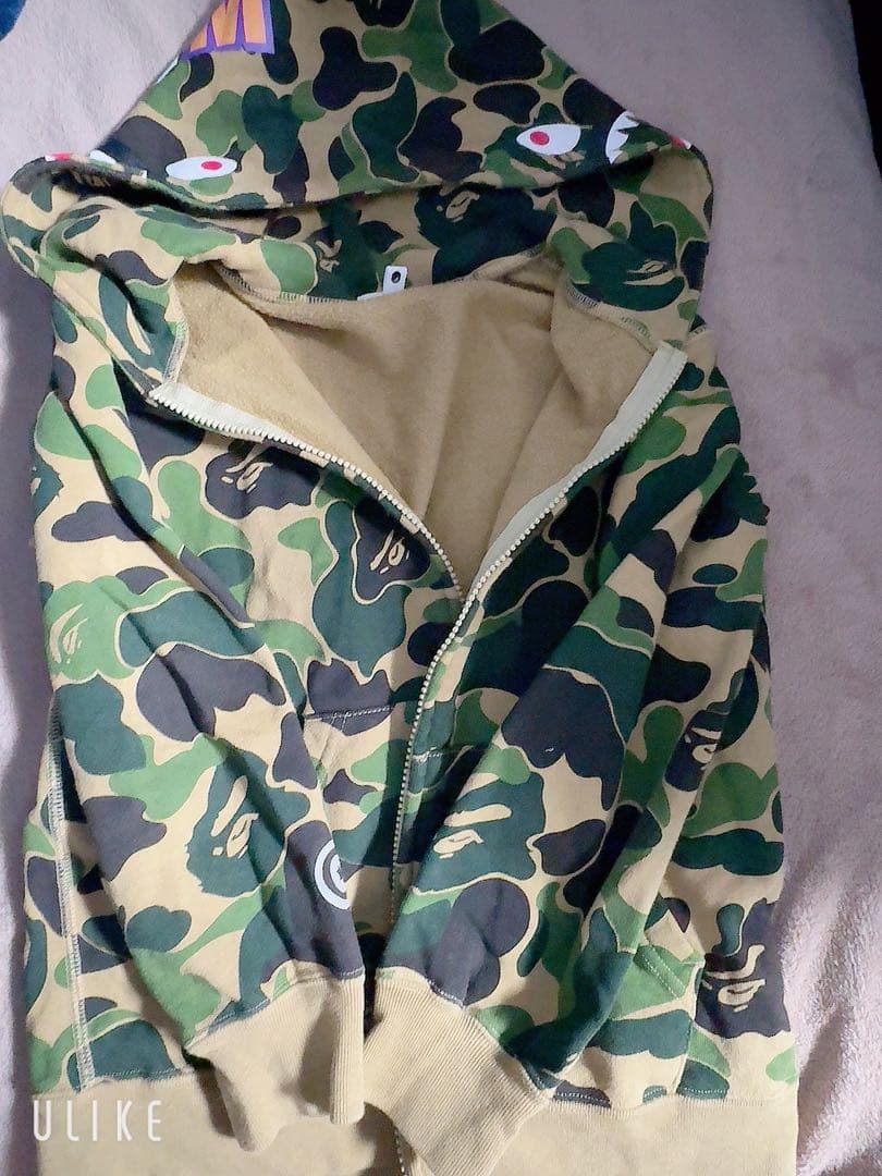 ABC CAMO SHARK ZIP HOODIE 140 グリーン