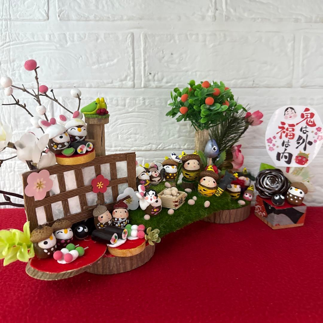 どんぐりアート♡節分オブジェ＆かまくらオブジェ2品♡