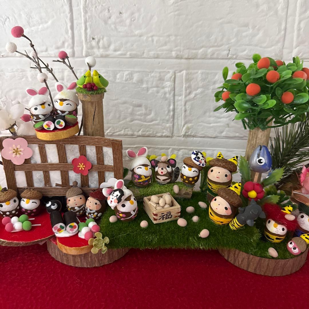 どんぐりアート♡節分オブジェ＆かまくらオブジェ2品♡
