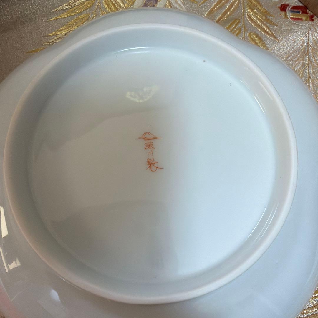 宮内庁御用達　深川製磁　寿揃い　梅型六号　蓋付きペア　No.5-11