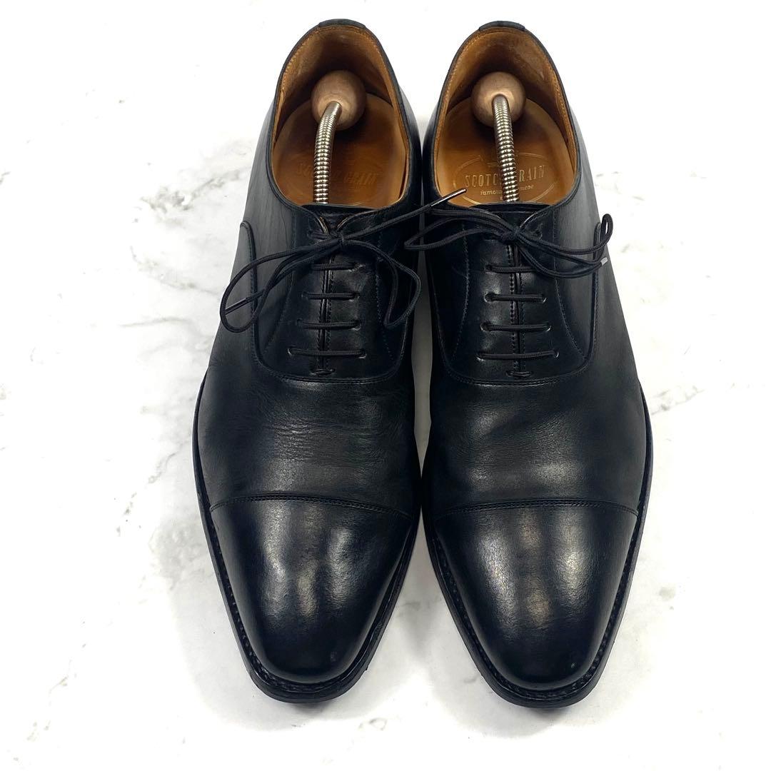 スコッチグレイン ストレートチップ ビジネスシューズ 黒 レザー 26.5
