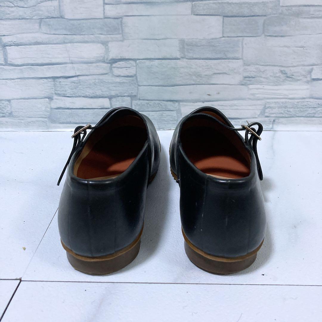 美品 コムデギャルソン コムコム ストラップシューズ レインシューズ 黒 24