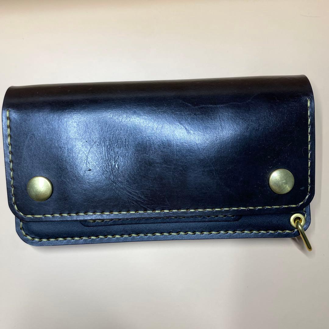 上質 無骨 艶 茶芯 丘染め 三層 マチ ロング トラッカーウォレット