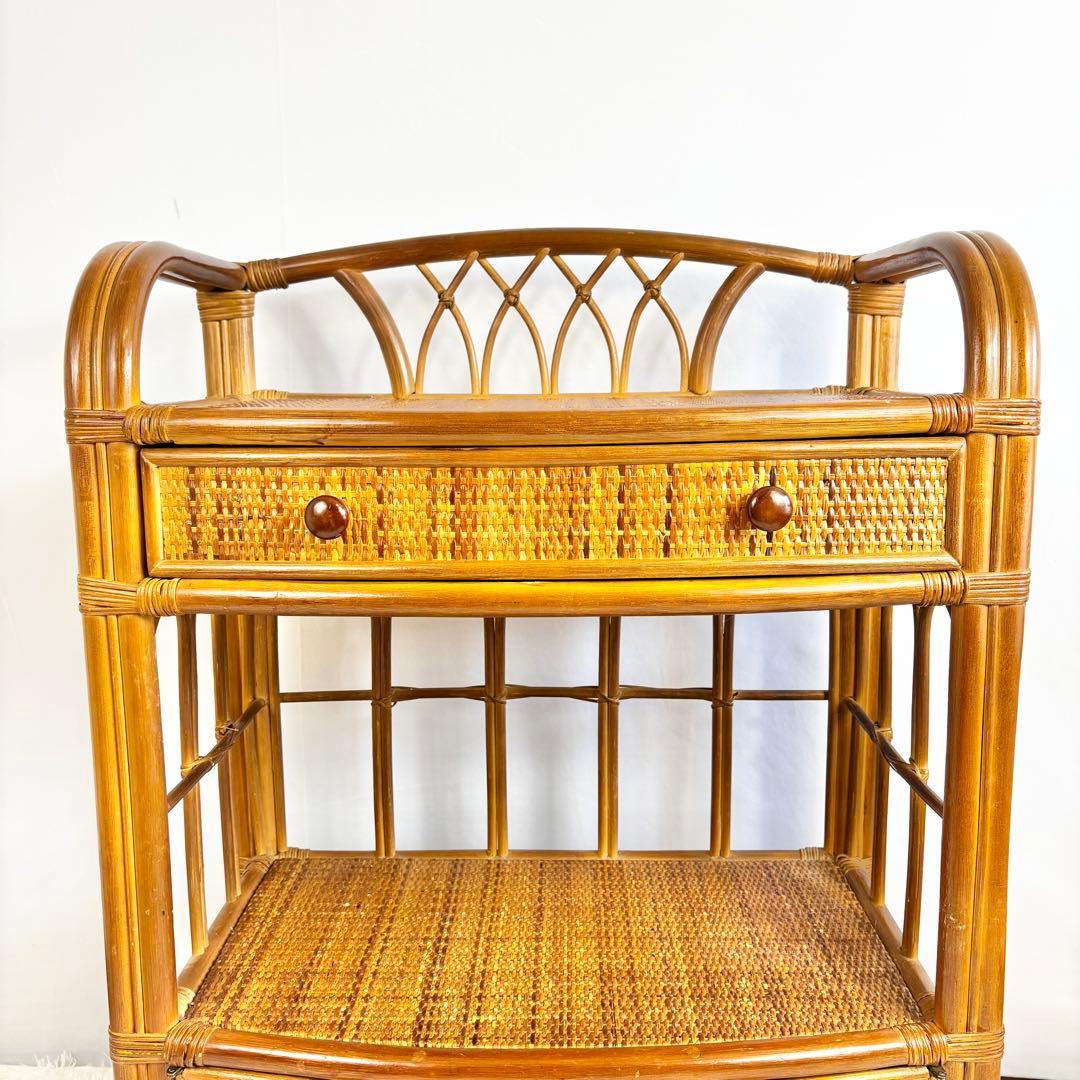 『送料無料』ラタン　キャビネット　サイドボード　収納ラック