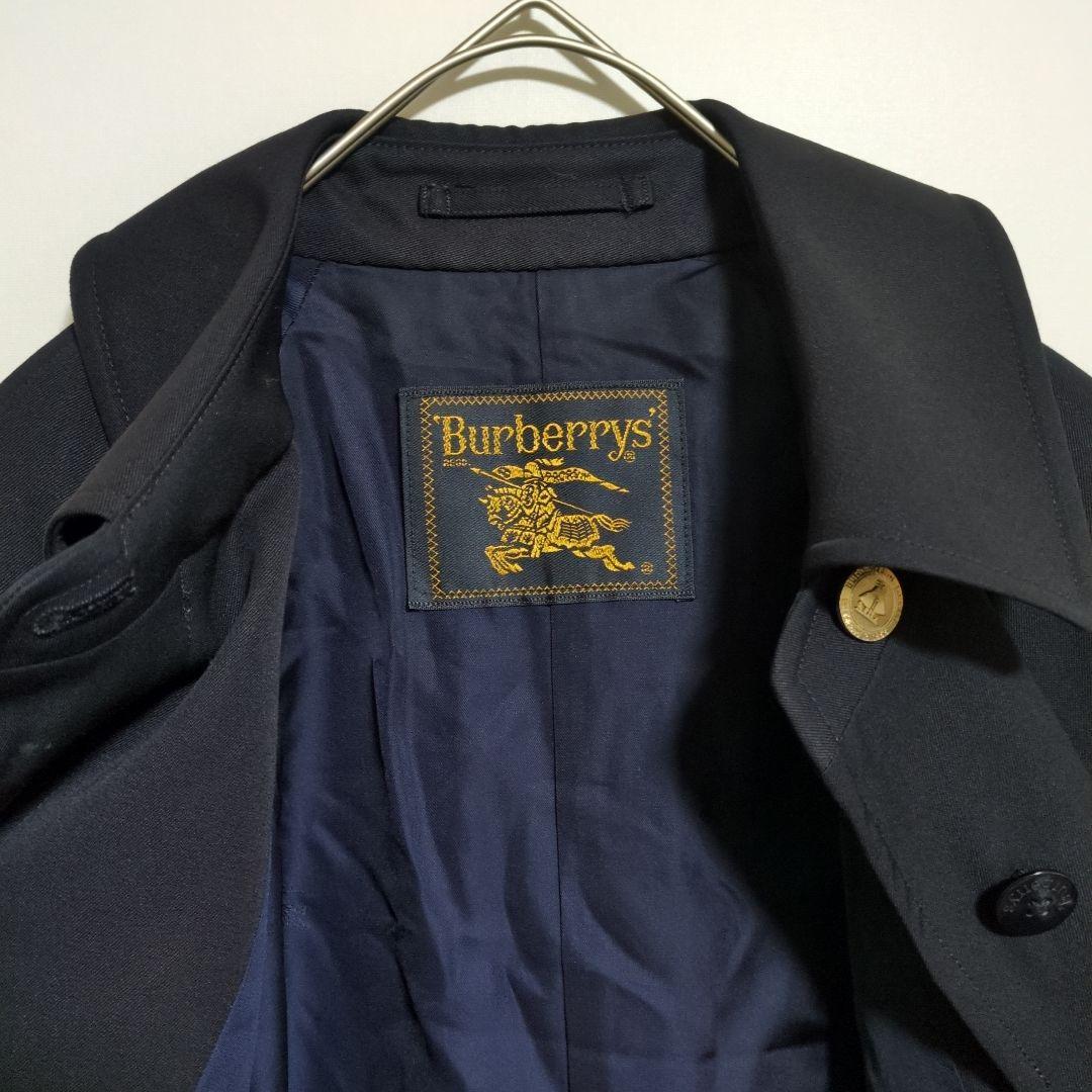 美品　バーバリー　ロングコート　90s　金ボタン　紺　シャドーホース　L相当