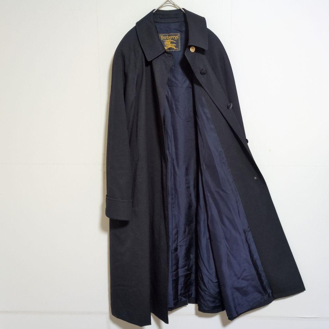 美品　バーバリー　ロングコート　90s　金ボタン　紺　シャドーホース　L相当