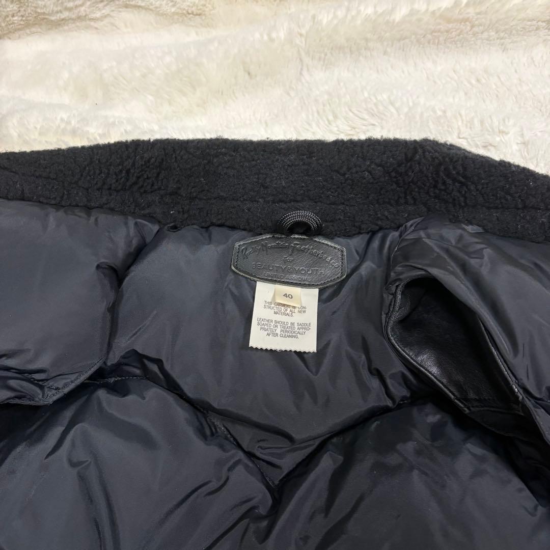 美品　希少L ロッキーマウンテンフェザーヘッド ダウンベスト　レザー切替 別注