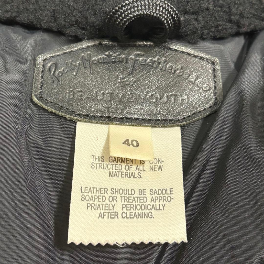 美品　希少L ロッキーマウンテンフェザーヘッド ダウンベスト　レザー切替 別注