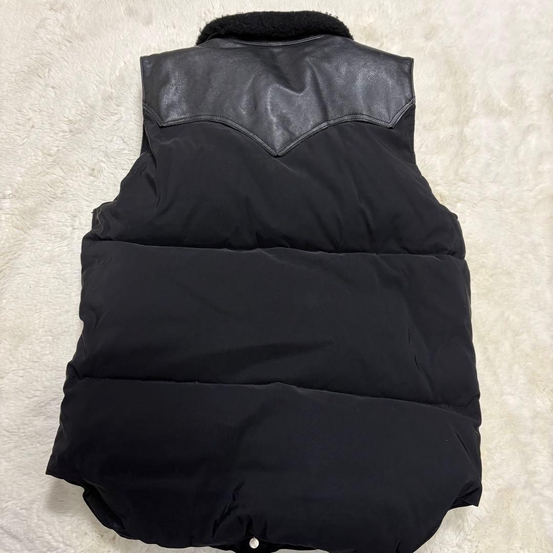 美品　希少L ロッキーマウンテンフェザーヘッド ダウンベスト　レザー切替 別注