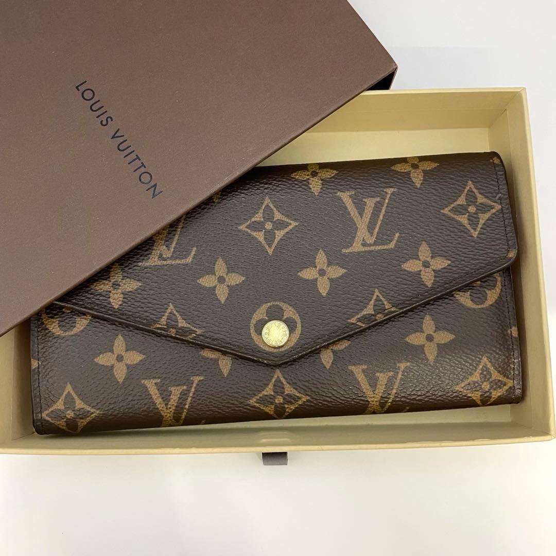 ルイヴィトン　長財布　ブラウン　レッド　ポルトフォイユ　多収納