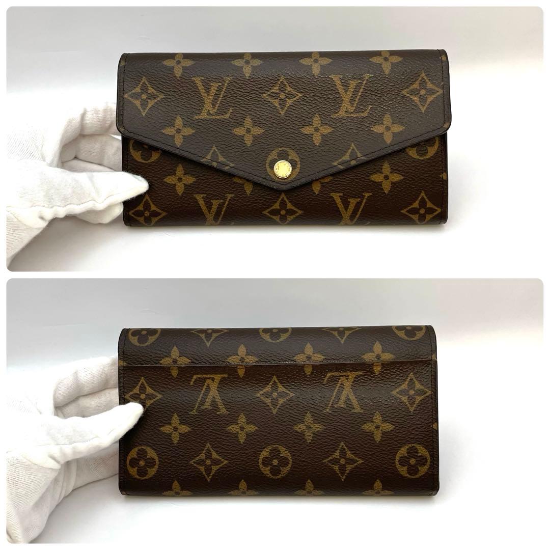 ルイヴィトン　長財布　ブラウン　レッド　ポルトフォイユ　多収納