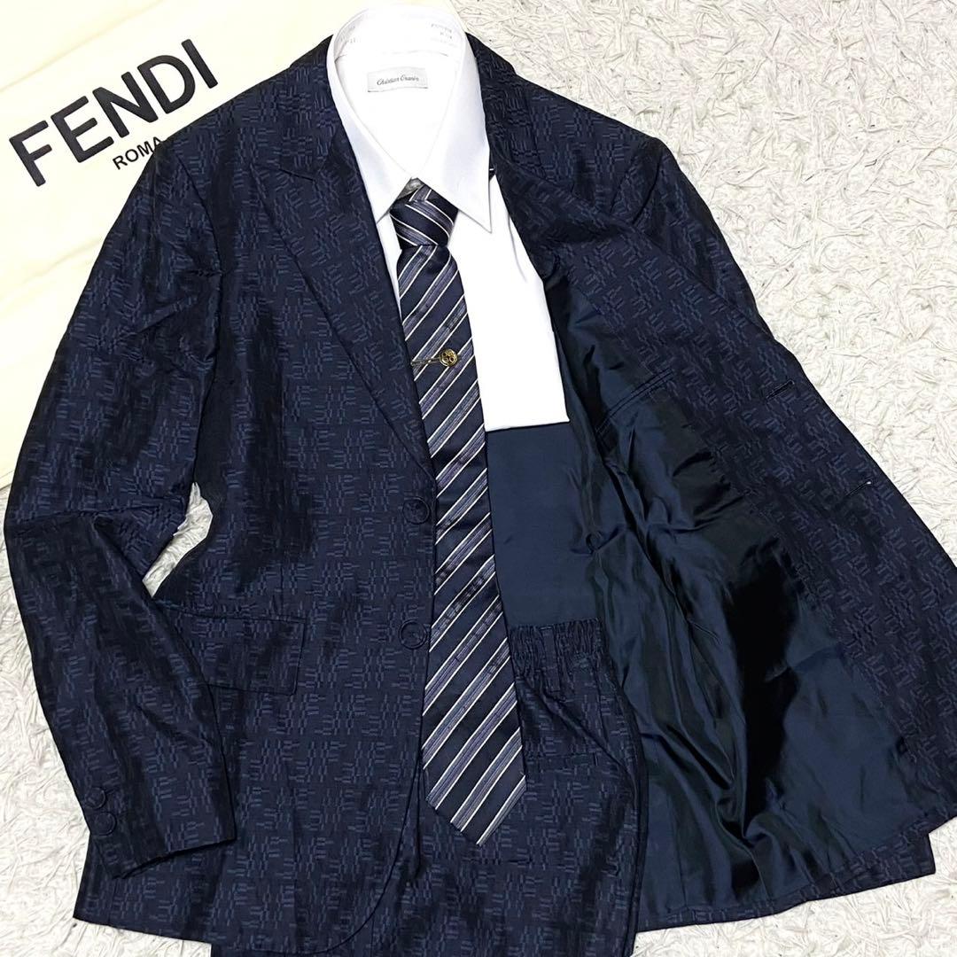 【美品✨】フェンディ ズッカ柄 セットアップ パンツスーツ 24年製 ネイビー