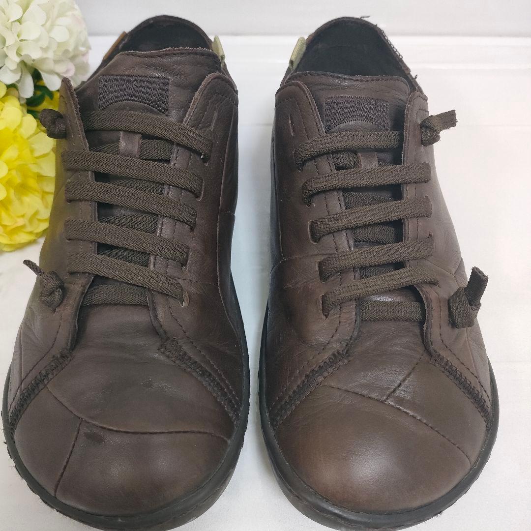 美品 CAMPER カンペール ペウカミ 本革 レザースニーカー スリッポン 茶