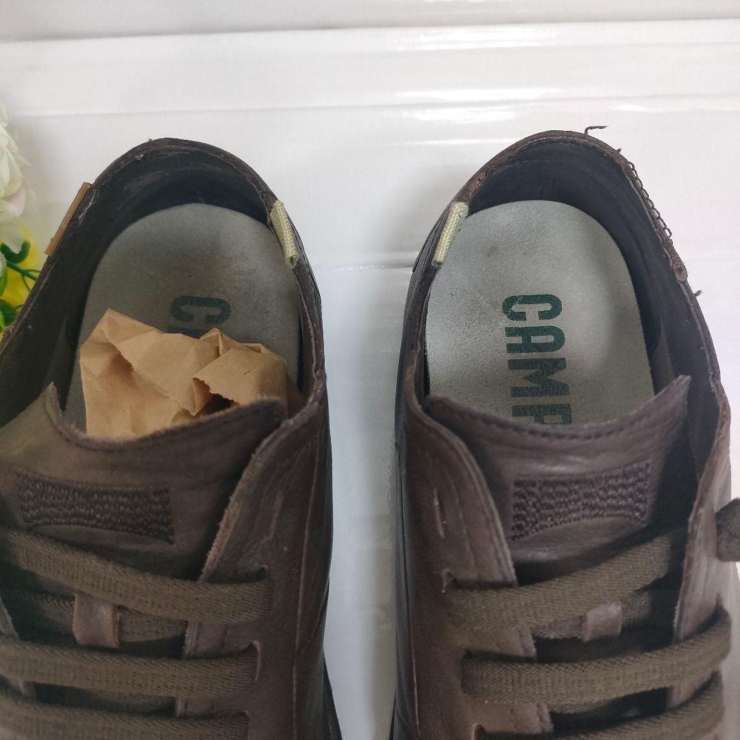 美品 CAMPER カンペール ペウカミ 本革 レザースニーカー スリッポン 茶