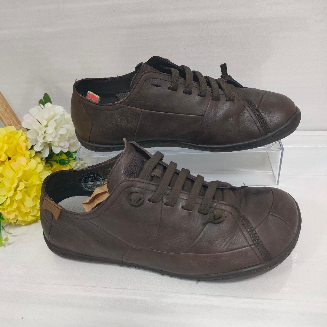 美品 CAMPER カンペール ペウカミ 本革 レザースニーカー スリッポン 茶