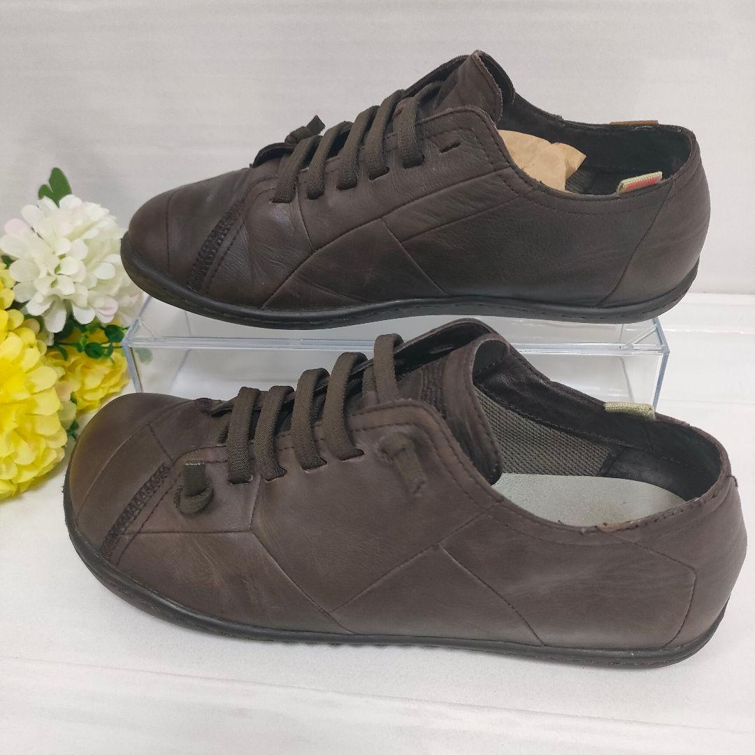 美品 CAMPER カンペール ペウカミ 本革 レザースニーカー スリッポン 茶