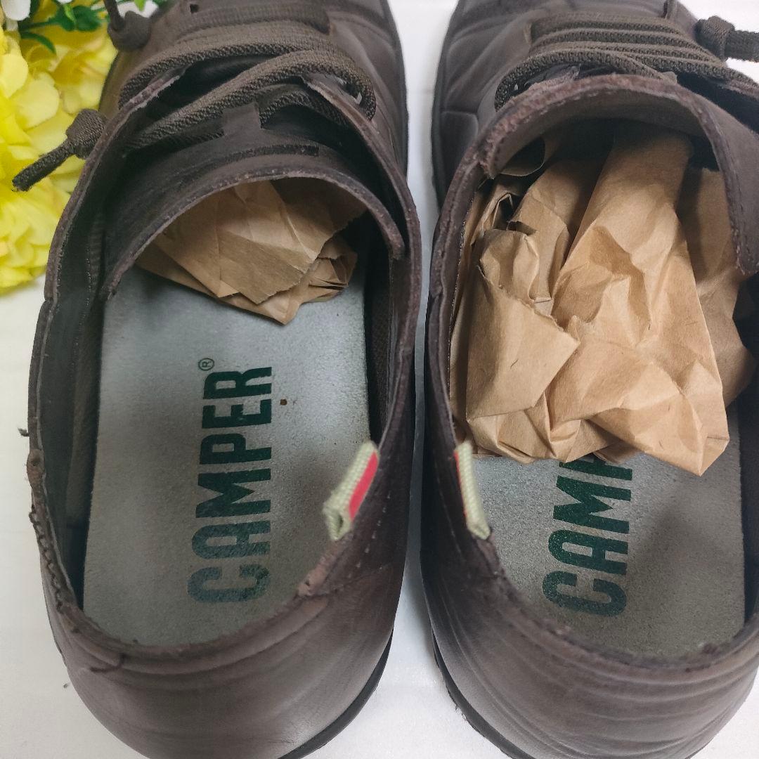 美品 CAMPER カンペール ペウカミ 本革 レザースニーカー スリッポン 茶
