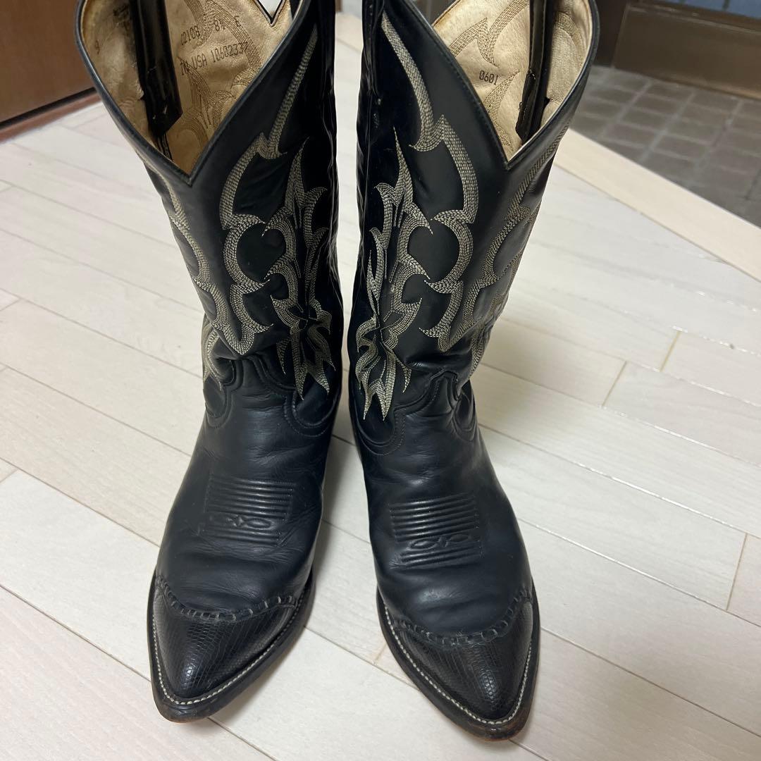 トニーラマ ウエスタンブーツ リザードトゥ刺繍入り26.5センチ