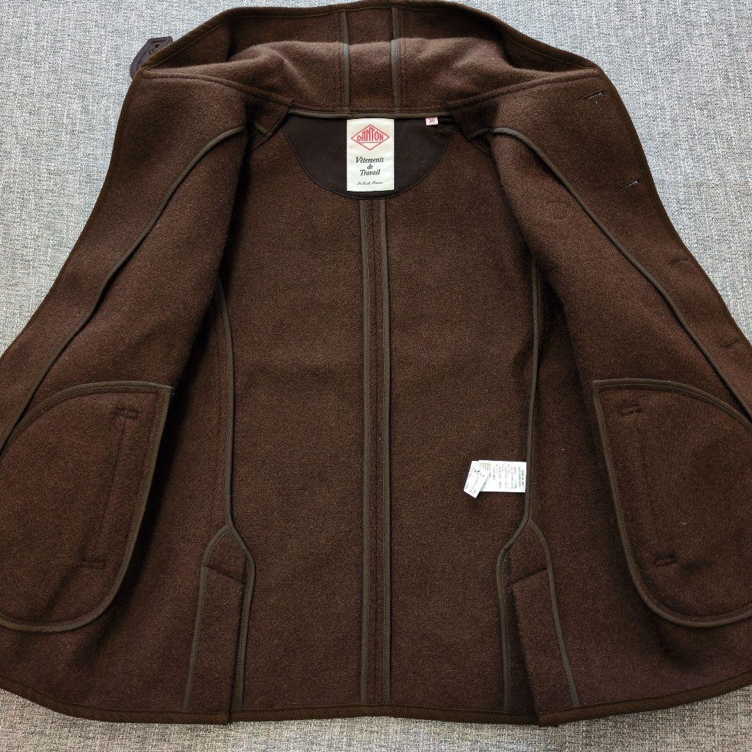 ダントン　未使用　ウールモッサフードショートコート　ブラウン