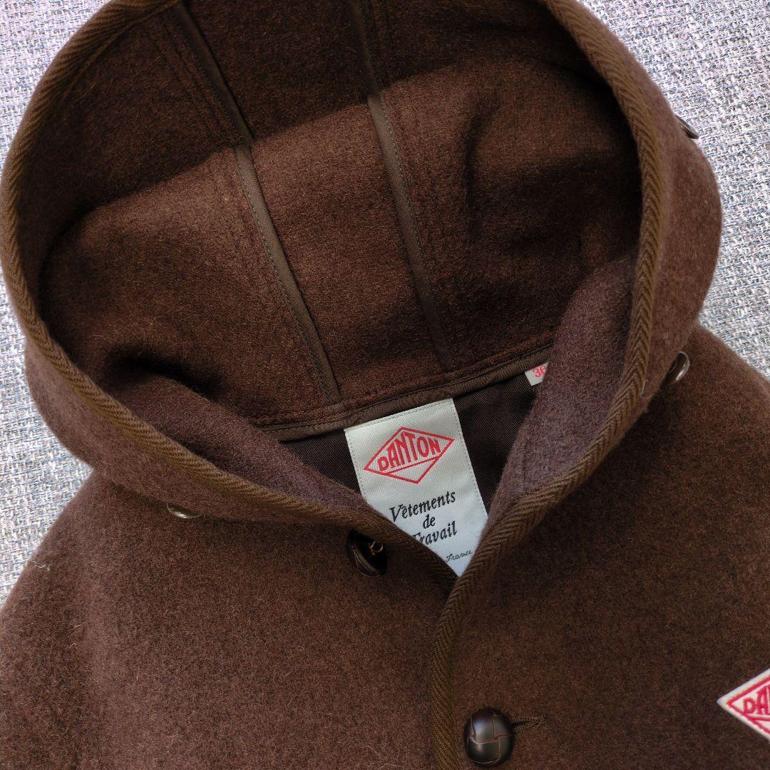 ダントン　未使用　ウールモッサフードショートコート　ブラウン