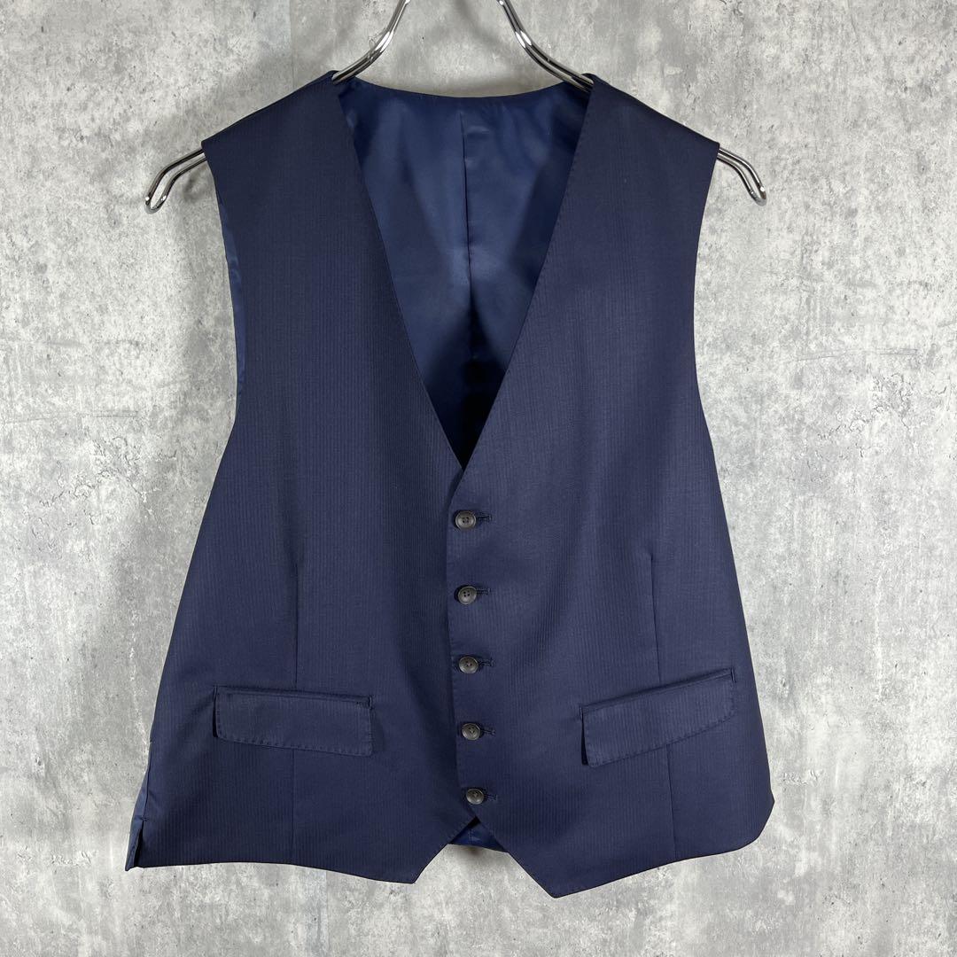 【新品タグ付き】パーソンズフォーメン 3ピース スーツ ネイビーストレッチ