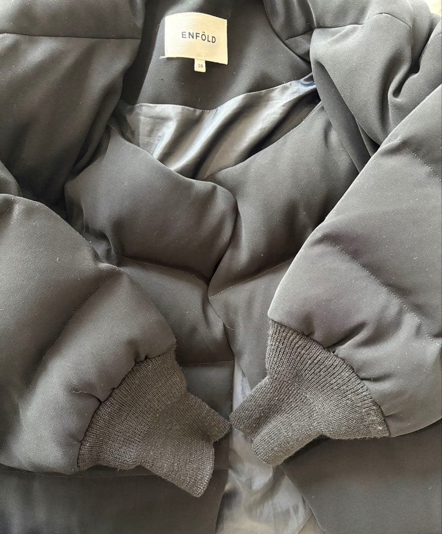 ENFOLD ノーカラーダウンコート黒 38サイズ