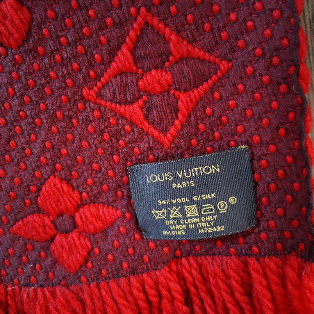 ルイ・ヴィトン 赤 マフラー フリンジ付き