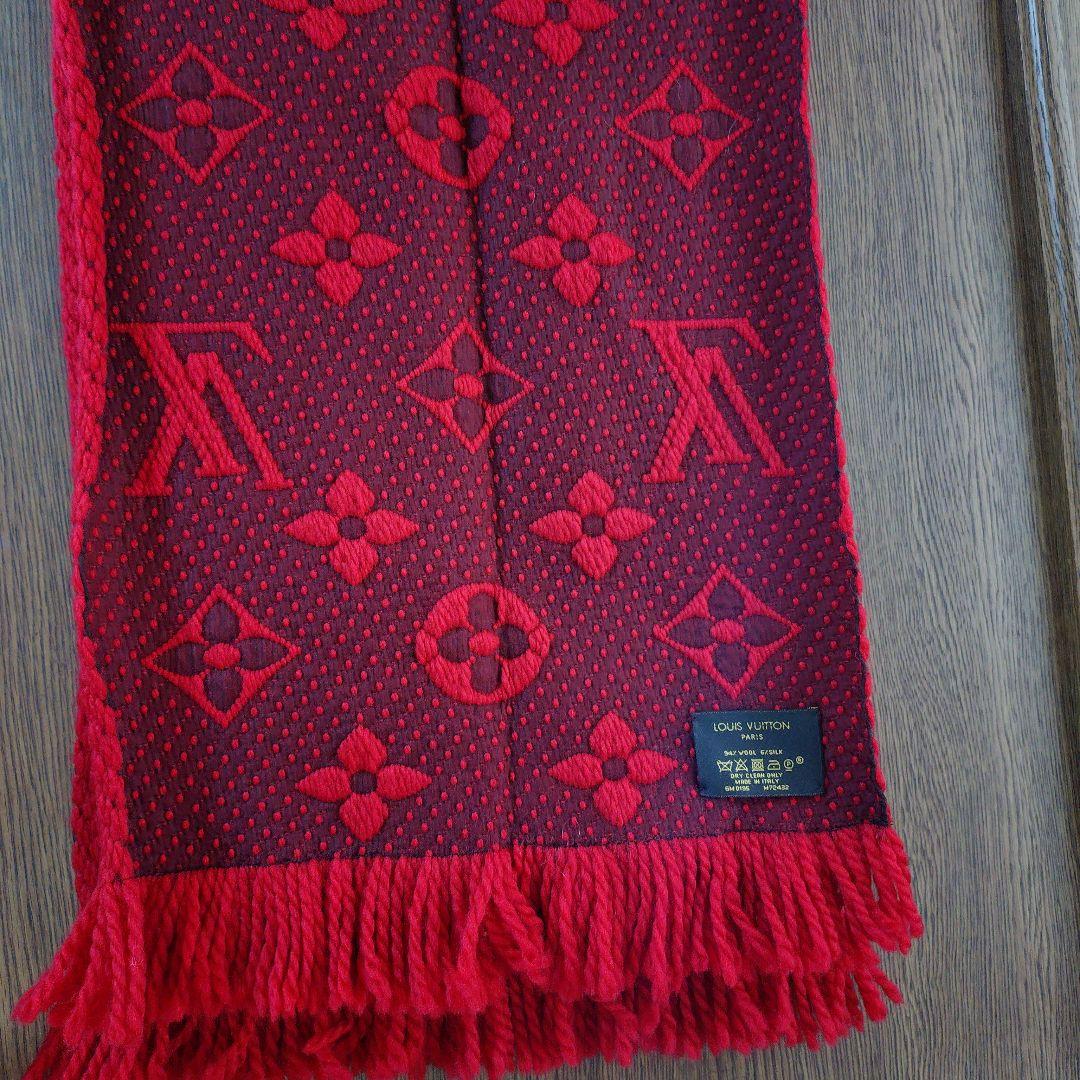 ルイ・ヴィトン 赤 マフラー フリンジ付き