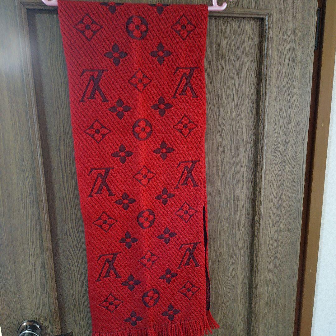 ルイ・ヴィトン 赤 マフラー フリンジ付き