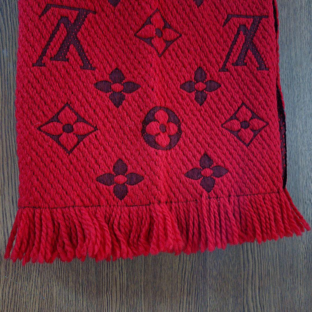 ルイ・ヴィトン 赤 マフラー フリンジ付き