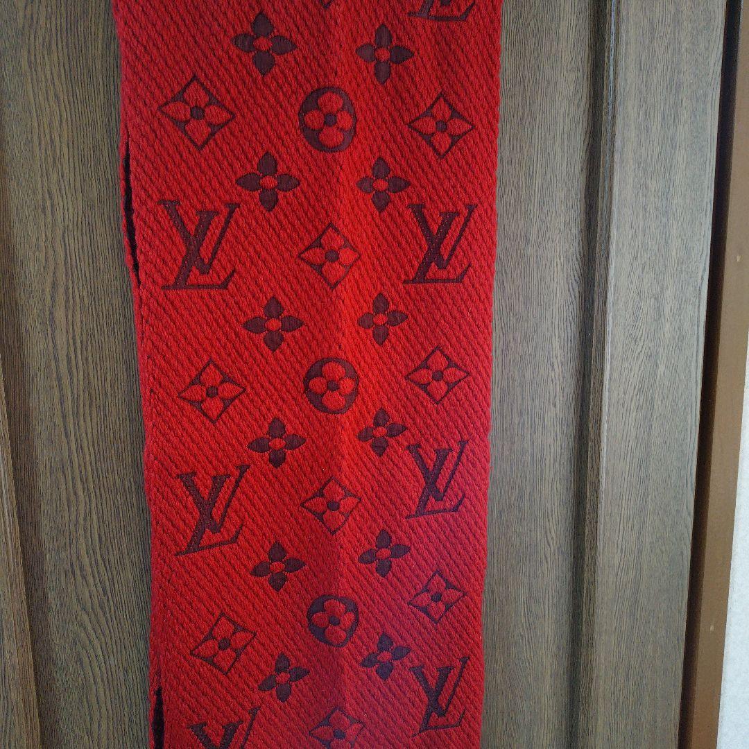 ルイ・ヴィトン 赤 マフラー フリンジ付き