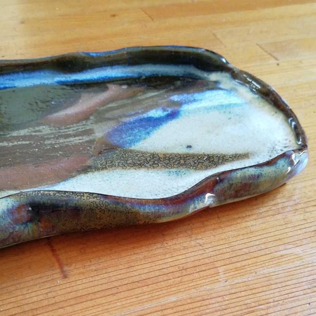 皿　大皿　長皿　焼物　陶芸　波形エッジが特徴　　【２枚セット】