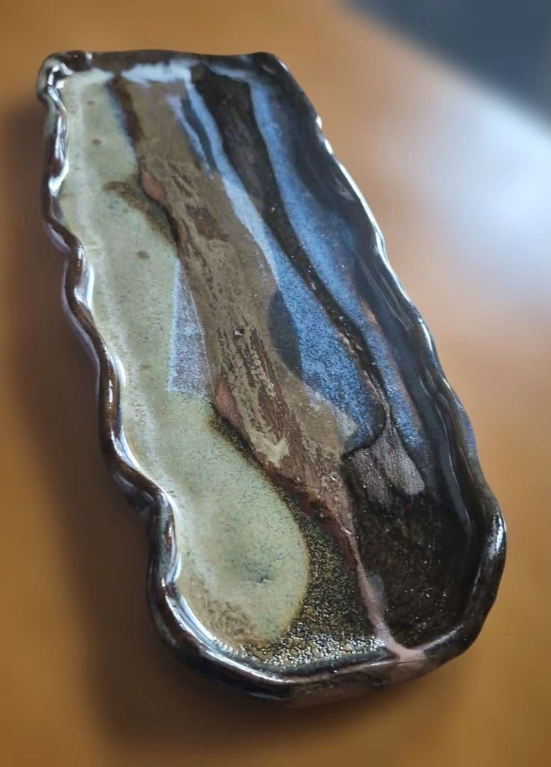 皿　大皿　長皿　焼物　陶芸　波形エッジが特徴　　【２枚セット】