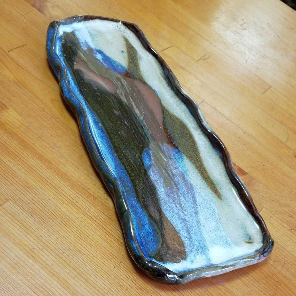 皿　大皿　長皿　焼物　陶芸　波形エッジが特徴　　【２枚セット】