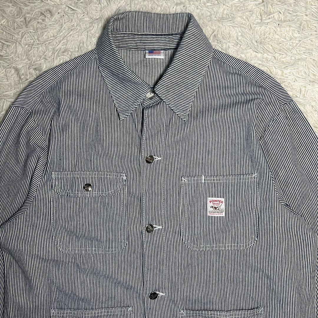 90's POINTER　カバーオール USA製 ヒッコリー L ヴィンテージ