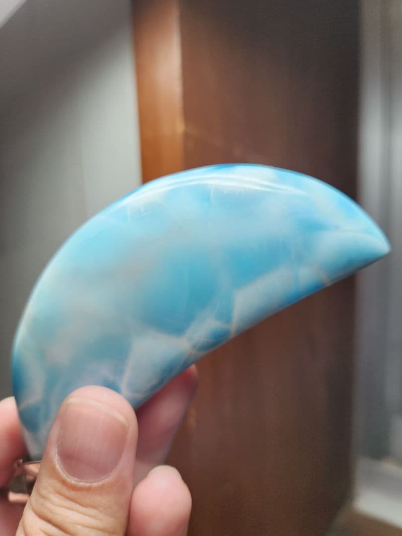 値下げ 特大 ラリマー 三日月 ペンダント