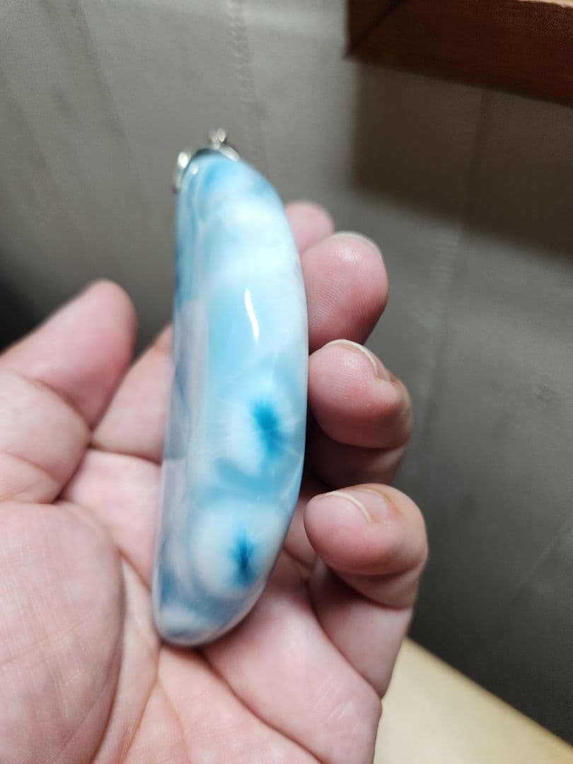 値下げ 特大 ラリマー 三日月 ペンダント