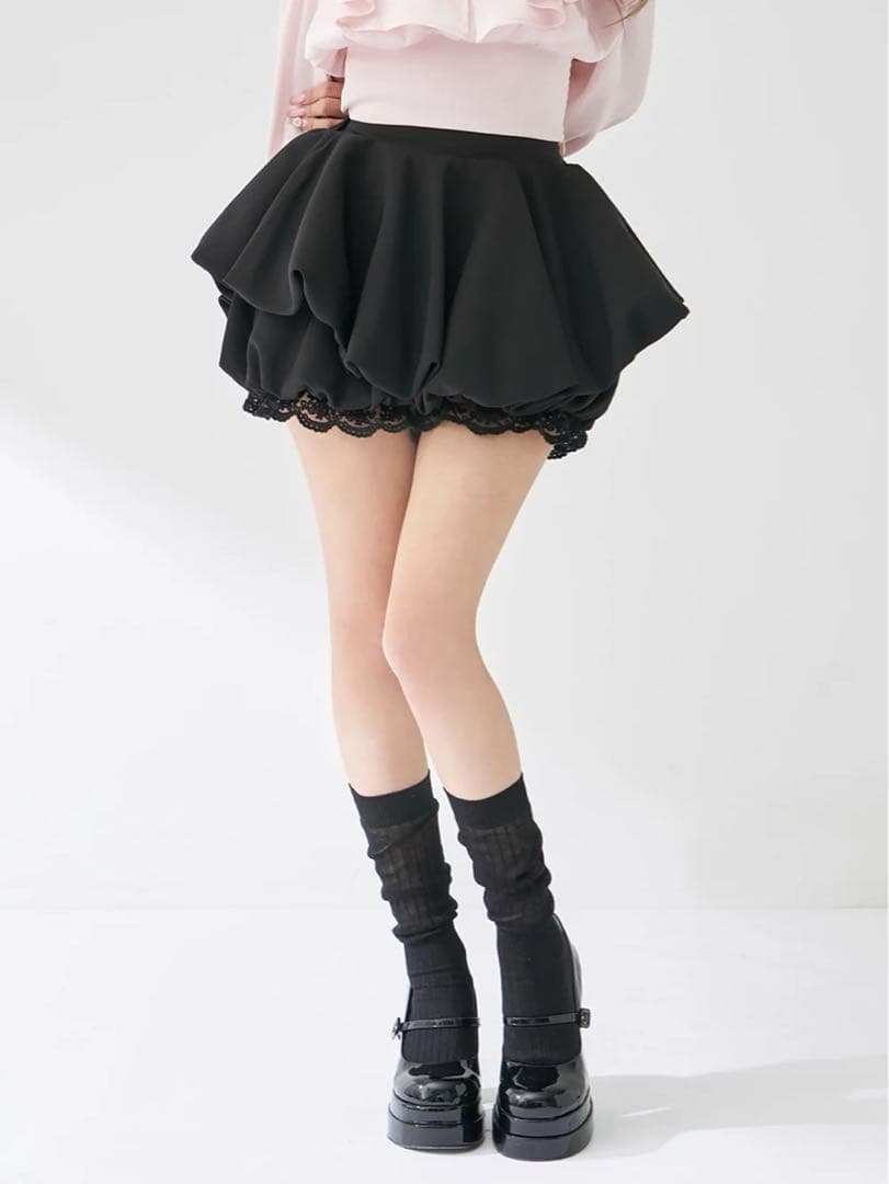 ダーリッチ Darich ボリュームバルーンミニスカート BLK FREE