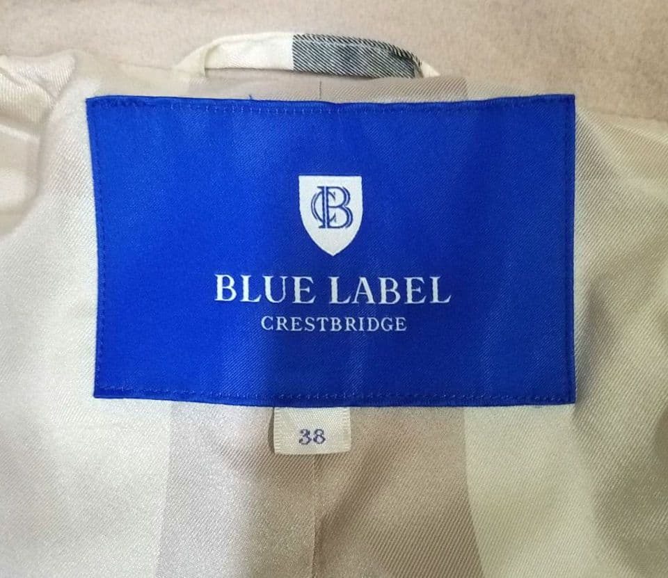 【美品】ブルーレーベルクレストブリッジ ロングコート メガチェック ラクーン