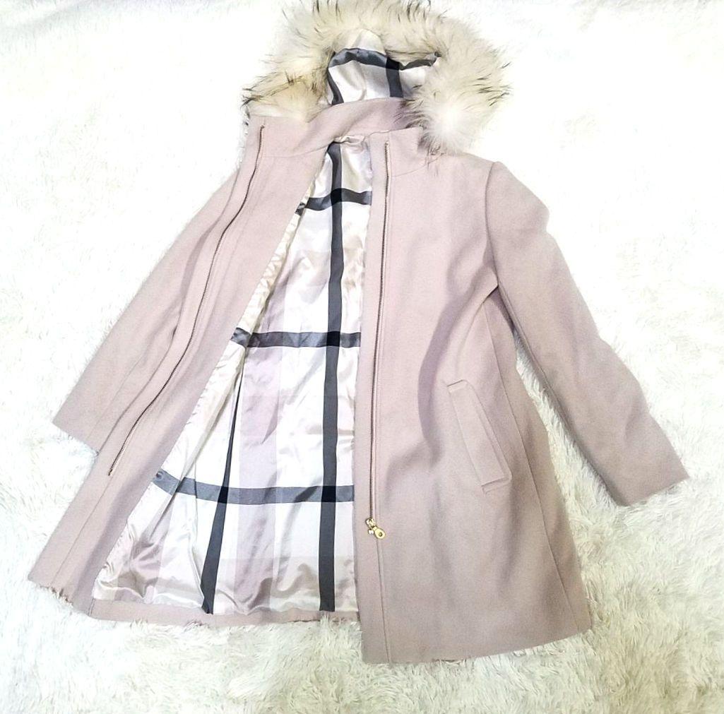 【美品】ブルーレーベルクレストブリッジ ロングコート メガチェック ラクーン