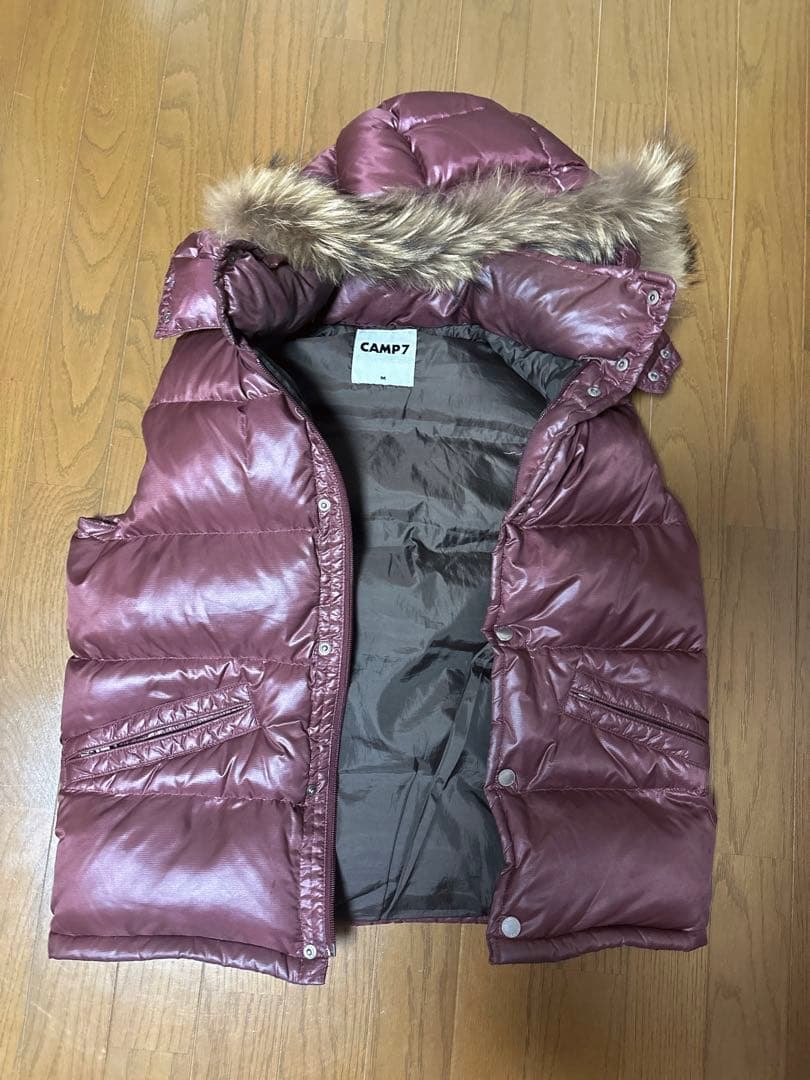 はらぺこ ファー付き　ダウン　ベスト　Y2K opium CAMP7 赤
