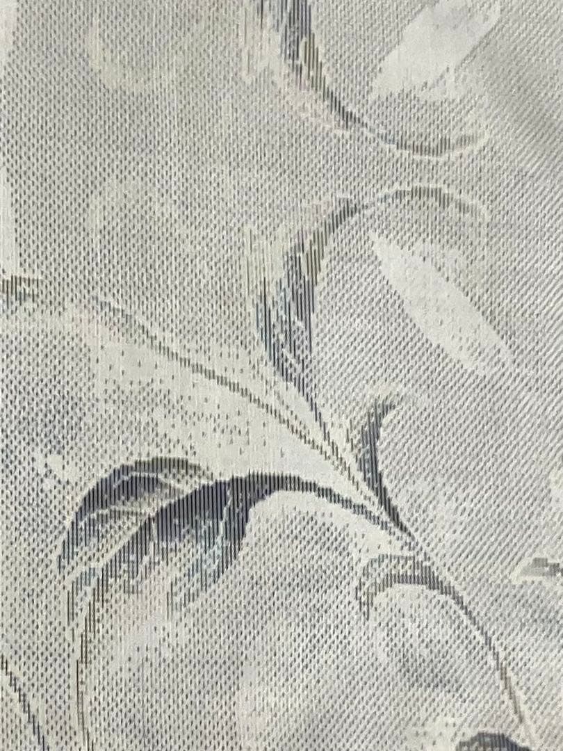 白大島 本場大島紬 総絣 小紋 葉文 唐草 美品 イ6624