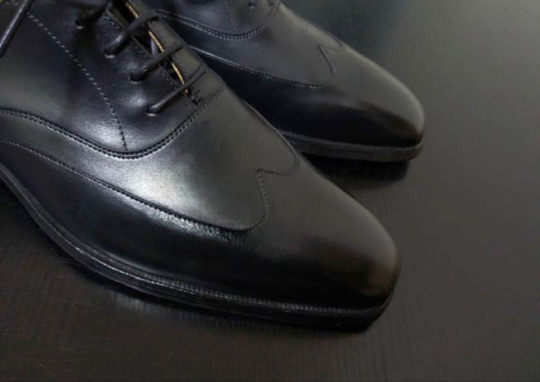 黒レザー ドレスシューズ ウィングチップ　クロケットジョーンズ　UK7,0E