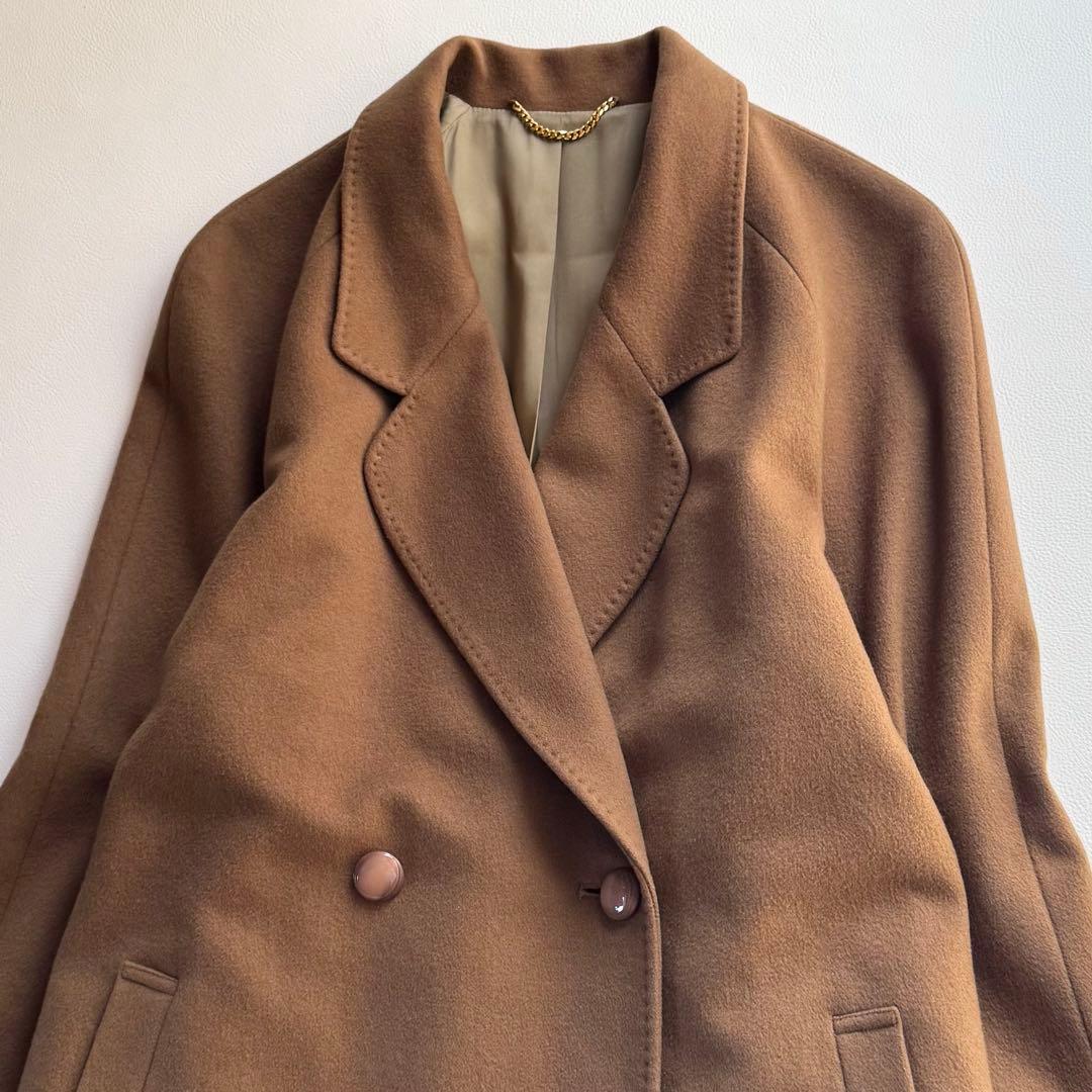 美品 【着丈111㎝】 ダブルチェスターコート カシミヤ100% キャメル 11