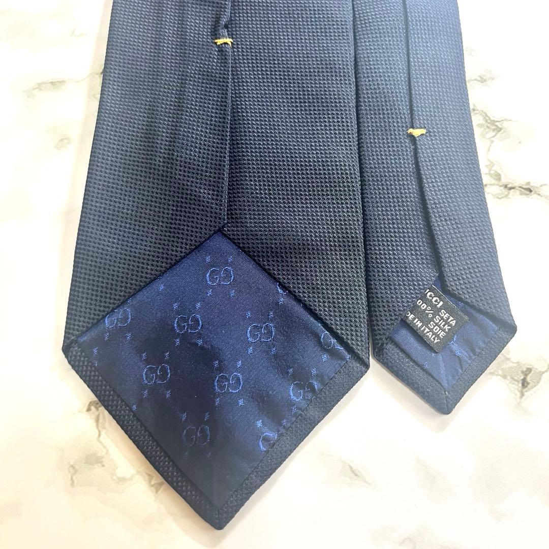 美品✨　GUCCI グッチ　ネイビー　ソリッド　ネクタイ