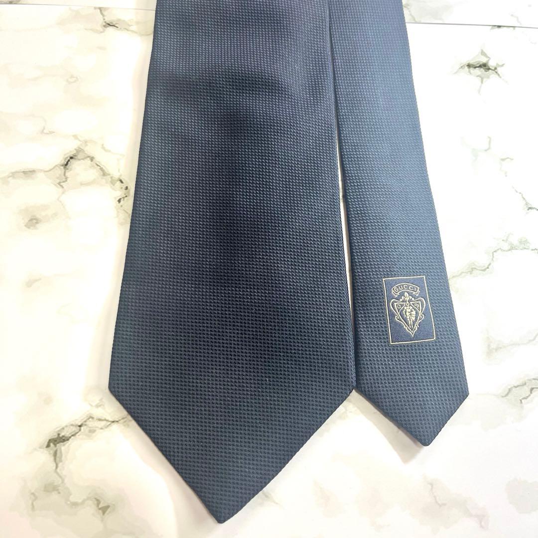 美品✨　GUCCI グッチ　ネイビー　ソリッド　ネクタイ