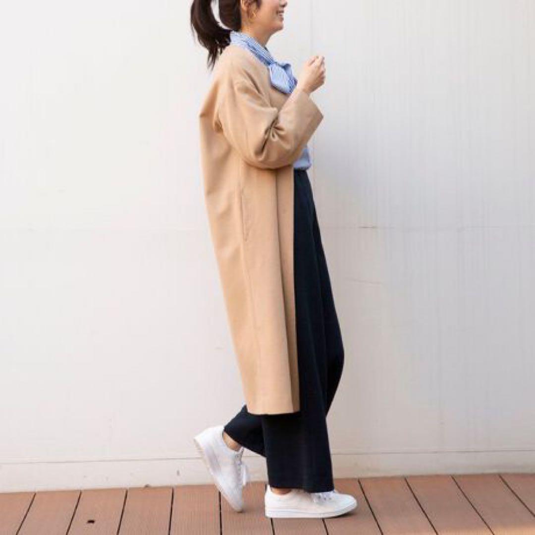 ☆未使用☆ナラカミーチェ　クルーネックコート　Ｉラインシルエット　ベージュ