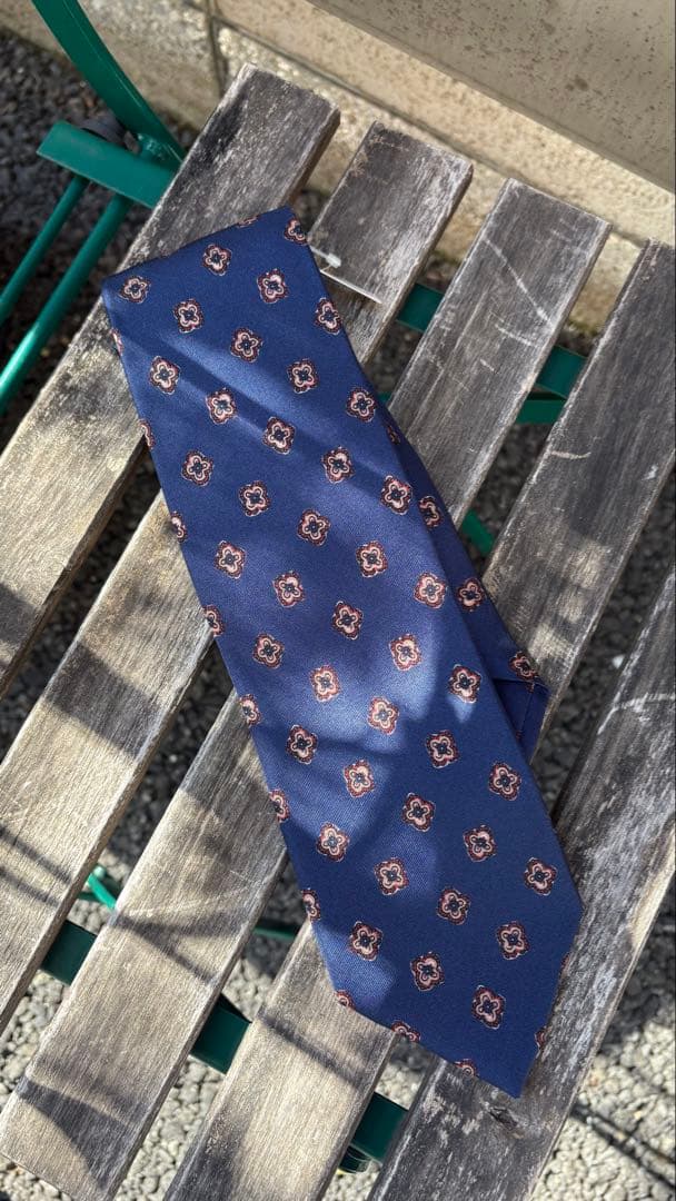 未使用　Teolia di Franco ネイビー シルクネクタイ イタリア製