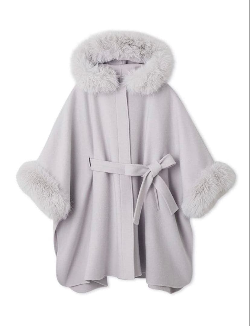 セルフォード2025年新作 ファーポンチョコート　LGRY